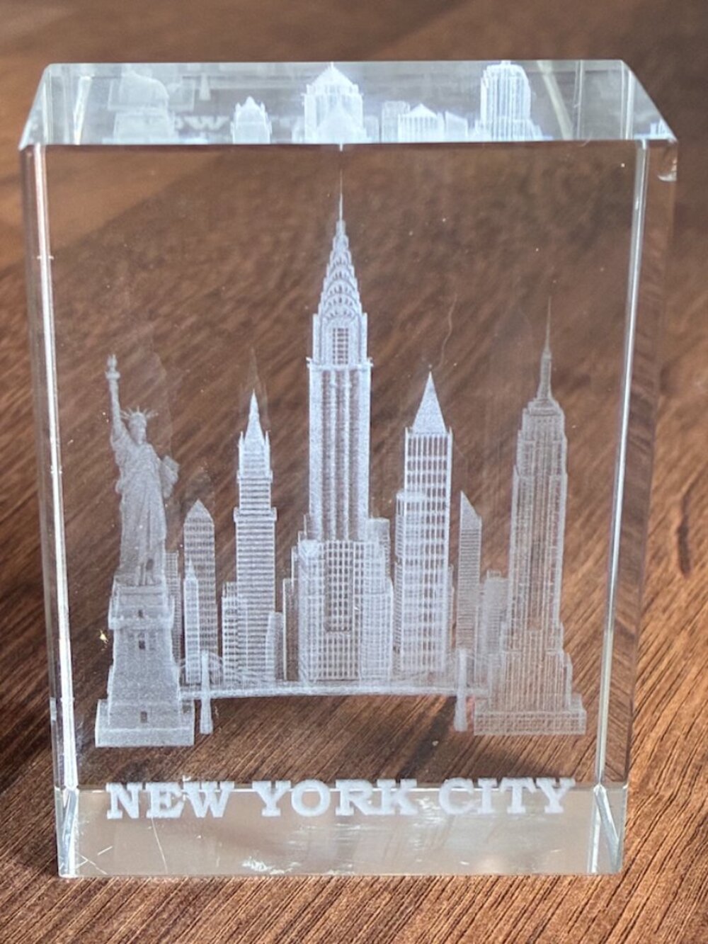 3D NYC Glass Skyline Paperweight